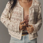 Anthropologie NWT Current Air Crochet Cardigan Sweater - ivory - one size / ALL Photo 0