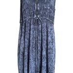 Torrid  Mini Challis Zip-Front Shirt Dress Acid Wash Black Sz L Cinch Waist Goth Photo 0