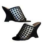 Shoe Dazzle Nancee Black Woven Lattice Wedges Heels New with Imperfections Sz 7 Photo 1