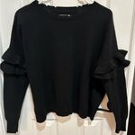 Current/Elliott  Black Ruffle Sleeve Distressed Sweater 70% wool 30% cashmere 0 Photo 0