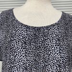 Joie  Gray and Black Animal Print 100% Silk Short Sleeve Scoop Neck Blouse Photo 1