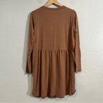 Zenana Babydoll Cardigan Dress Brown Long Sleeve Soft Stretchy Large NWT Photo 3
