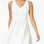 Teeze Me Dress Skater Midi White Sleeveless V-neck 7/8 Cocktail Party Grad Photo 0