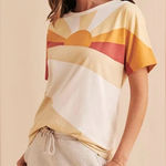 Faherty  Soleil T-Shirt tan gold rust sun wave pattern 100% Pima cotton small Photo 0