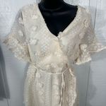 Bella Ella Off White Faux Wrap Short Sleeve Dress Size Small EUC Photo 4