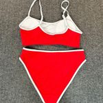Unbranded Bikini Set Women Large Red with White Trim Bralette Two Piece Swimsuit Photo 9