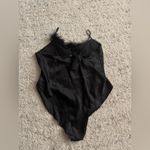 Victoria's Secret Vintage  Satin Feather Lingerie Set Sz L Black Robe & Bodysuit Photo 7