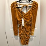 MINKPINK Meknes Ruched Mini Dress in Gold Photo 3