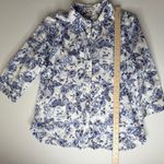 Coldwater Creek  Floral Butterfly Print Button Front Shirt Large Artsy Cottage Photo 5