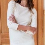 Emerson Fry Alice Sweater Dress Large Ivory Cream Puff Sleeve Neutral Minimalist Photo 0