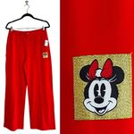 Disney NWT  Park Bright Orange / Red Pull On Pant Glitter Gold Logo Medium Photo 1