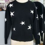 Rachel Zoe BLACK W/WHITE STARS WARM&THICK CREW NECK SWEATER SZ MEDIUM Photo 1
