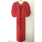ROTATE Jacquard Red Floral Puff Sleeve Corset Open Back Cocktail Dress (No Size) Size undefined Photo 2