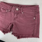 American Eagle Maroon Frayed Hem Shorts Photo 1