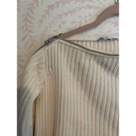 ZARA  Women's Cream Ribbed Knit Top with Zip Detail Photo 1