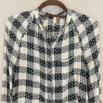 Anthropologie Pilcro Black‎ Plaid Wool Blend Long Sleeve Stitch Button Down Shirt Size XS Photo 6