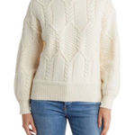 FRNCH  Paris Julia Cable Knit Cutout Back Sweater in Off White Creme Small Photo 0