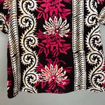 Indonesian Batik Blouse Women Top Pink Short Sleeve Medium Boxy Floral Boho Photo 5