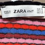 ZARA Knit Striped Multicolor Textured Crop Long Sleeve Top Sz M Retro 70s Photo 3