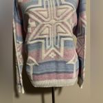 None EUC Vintage Pink & Blue Snowflake Pastel Sparkle Sweater size large Photo 3
