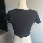 Blue Blush Black Ribbed Crop Top Photo 2