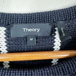 Theory Emmeris Ibisco Sweater Womens M Navy Striped Cotton Knit Short Sleeve Top Photo 5