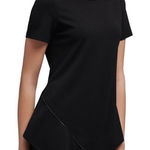 DKNY  Black Zipper Trim Asymmetric Blouse Top Photo 0