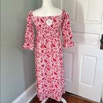 NWT Victoria Dunn Ol' Village Songbird Dress In Pink Smocked 3/4 Sleeve XS Red Photo 2