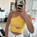 Super down Yellow Halter Top Photo 2