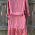 Peach gauze style button down tie waist ruffle bell sleeve mini dress By Bell Size 6 Photo 1