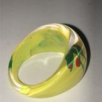 Size 8 Yellow Green & Red Resin Boho Fashion Dome Statement Ring Photo 1