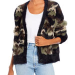 Bella Dahl  Fuzzy Camo Cardigan Sweater XS Extra Small Button Down‎ Brown Black Photo 0