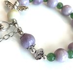 Bracelet Lilac Purple Beach Wave Whale Tail Ceramic Beaded Stretchy Photo 2