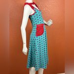 Voodoo Vixen Heart Patterned Dress with Red Accents Size Small. E73 Blue Photo 11