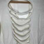 EXPRESS Knit cutout Sweater V neck Ivory XS back slash cutouts ribbed trim Photo 6