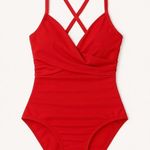 Sundance NWT Red One Piece Swimsuit Sz XS Criss Cross Back Ruched Tummy Control Photo 0