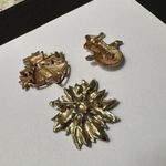 Christmas Holiday Brooch Pins Lot Of 3 Bells, Poinsettia, Snowman Photo 4