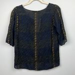 Jenni Kayne 100% silk plaid printed semi sheer blouse Photo 6