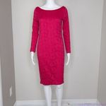 Ingrid & Isabel hot pink boat neck pointelle long sleeve sheath dress, size s Photo 11