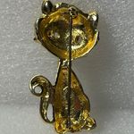 Two Sisters Cat Gold Tone Green Eyes Brooch Pin Photo 1