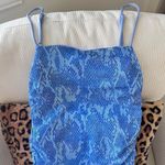 mesh strappy mini dress blue snake print Photo 3