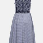 Sandro Blue Stripe Lace Trim Cotton Mid Dress Sz 2 Photo 10