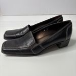 Sesto Meucci Dark Brown Pebbled Leather Square Toe Heels 90s Italy Shoes Chic 6 Photo 2