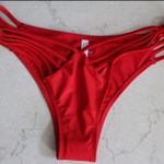 EXPRESS | Red Strapy High Cut Bikini Bottoms Photo 2
