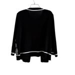 Ming Wang Floral Embroidered Knit Jacket Black and White Size L Photo 6