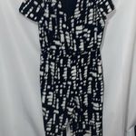 Halston Heritage Black and White Geometric Jumpsuit Size XL back zipper pockets Photo 7