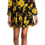 Jay Godfrey  Black Yellow Floral Long Sleeve Drop Waist Dress NWT MSRP$395 Size 6 Photo 0