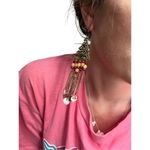 Womens fashion dangle earrings Tan Photo 1