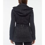 Jones New York New! Women's Belted Sweater Fleece Coat Hood Black Tweed Small Photo 2