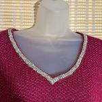 Juicy Couture Deep Red Cropped Vneck Sweater Metallic Collar Ragged Edges Large Photo 5